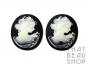 Black with White Resin Oval Cameo - Large